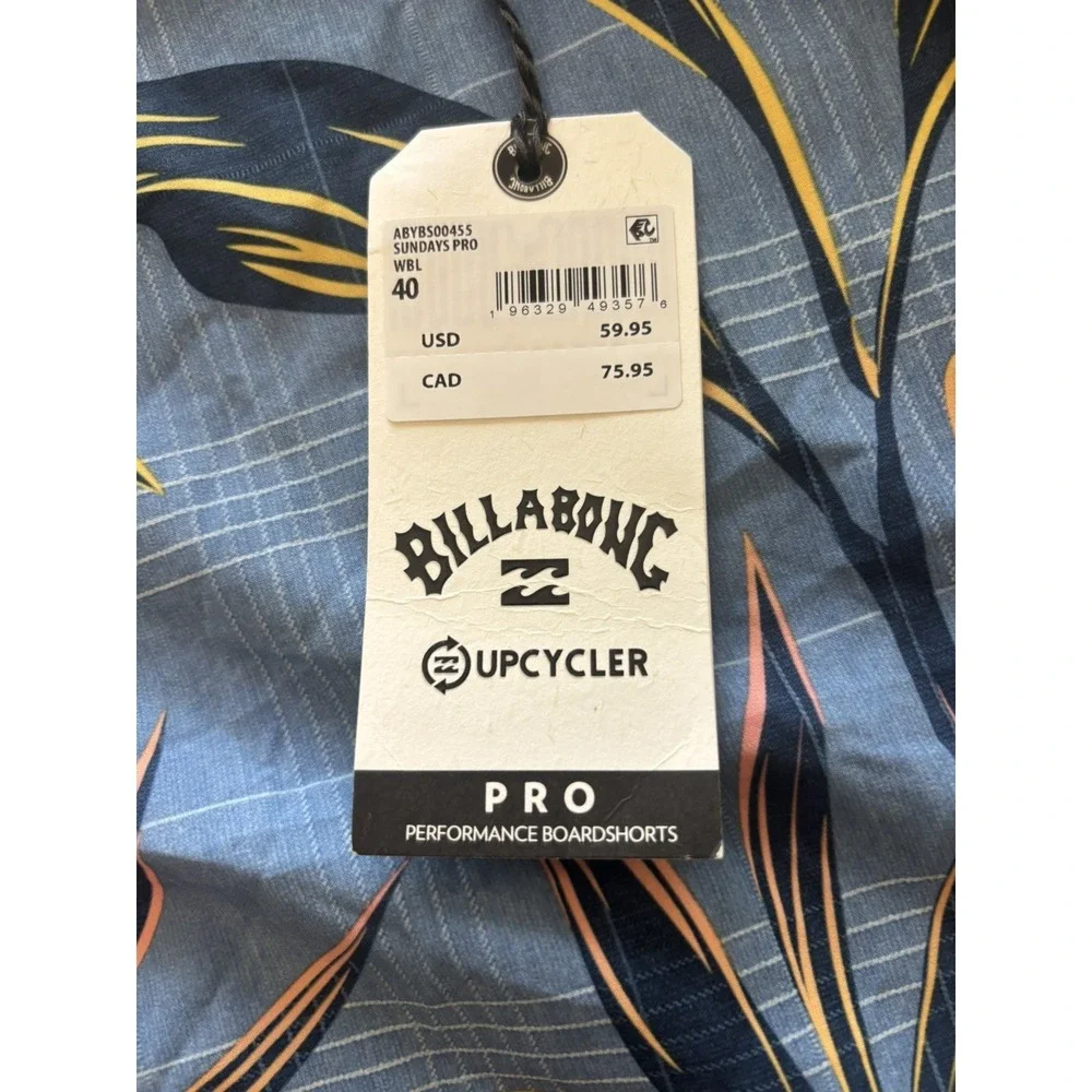 Billabong Sundays Pro Boardshorts Mens 40 NavyTropical Sunset Palm Tree Swim